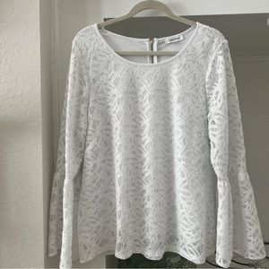 Calvin Klein Bell sleeve lace white blouse XL EUC
